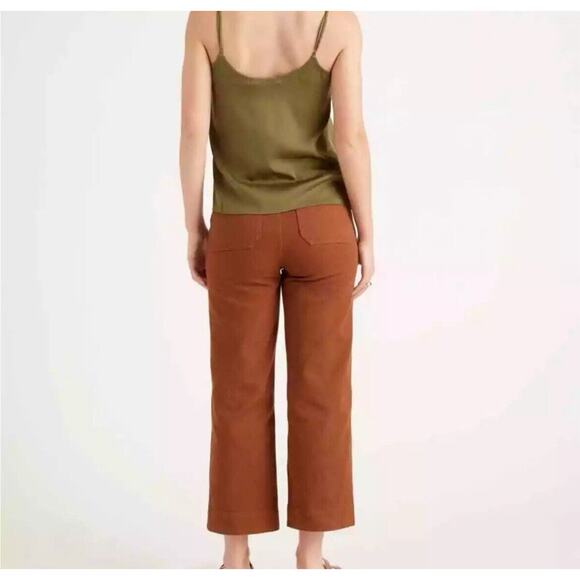 Quince Rust Organic Stretch Cotton Twill Wide Leg Cropped Pants 31 NWT - Picture 3 of 14